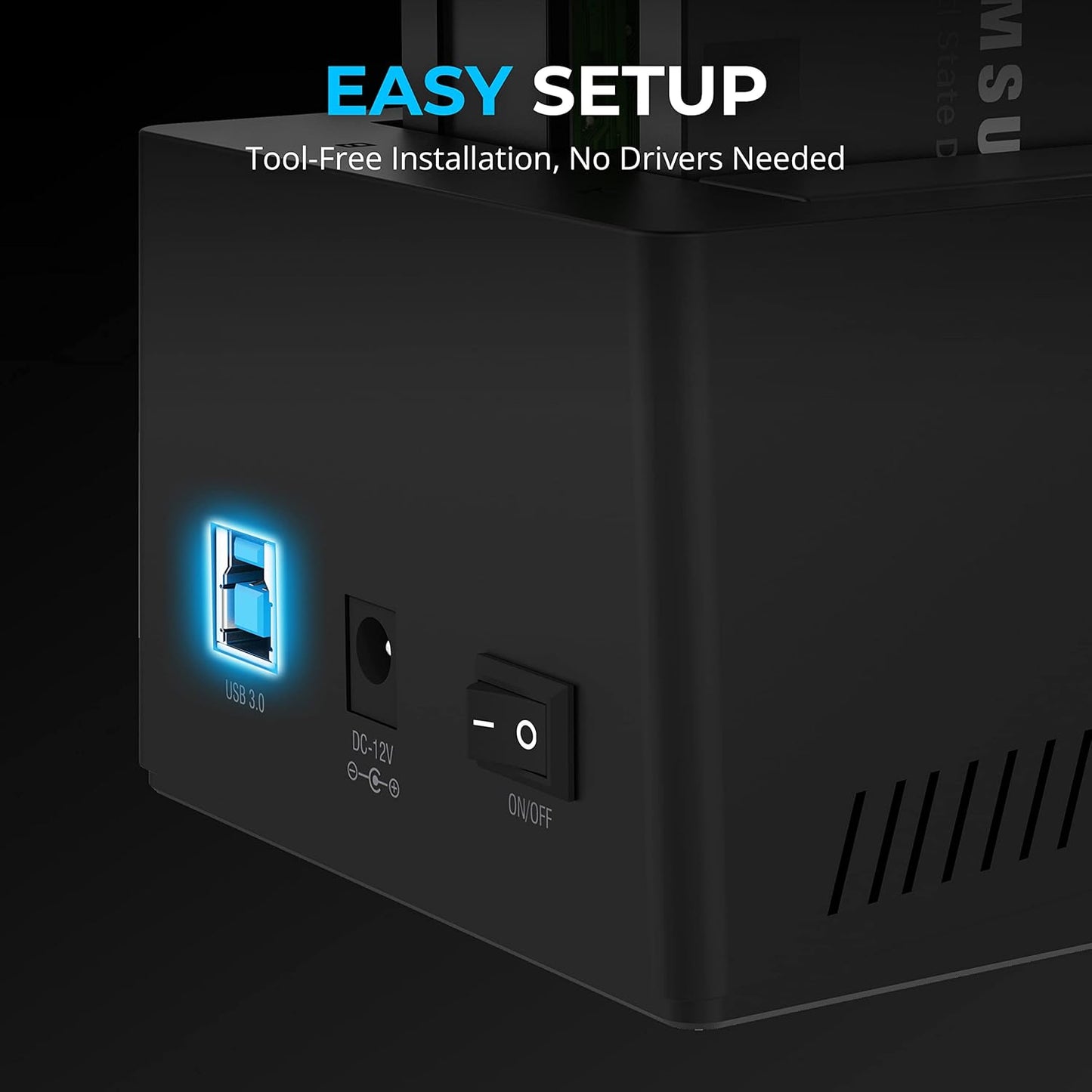 SABRENT USB 3.0 Dual Bay Hard Drive Docking Station & Cloner (EC-HD2B) | 2.5"/3.5" HDD/SSD; offline duplicator/cloner; 20TB+ support; UASP; SATA I/II/III; hard drive reader; hard drive dock