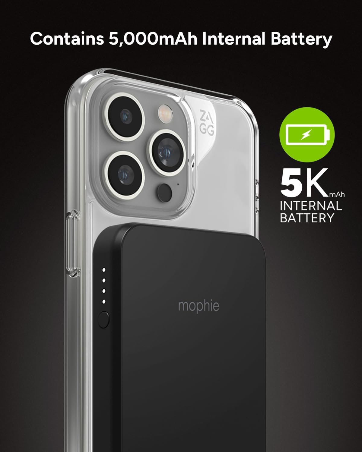 Mophie Snap+ Juice Pack Mini - Magnetic 5000mAh Portable Charger, MagSafe Compatible, USB-C, Multi-Orientation Charging, USB-C Cable Included