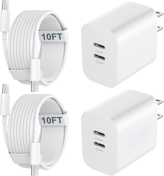 iPhone 17 16 15 Charger Fast Charging Cord 10FT Long USB C Charging Cable with 20W Type C Charger Block for iPhone 17 Pro Max/17 Pro/17/Air, 16 15 Pro Max/16 15 Pro/16 15,iPad Pro/Air, Android Phone