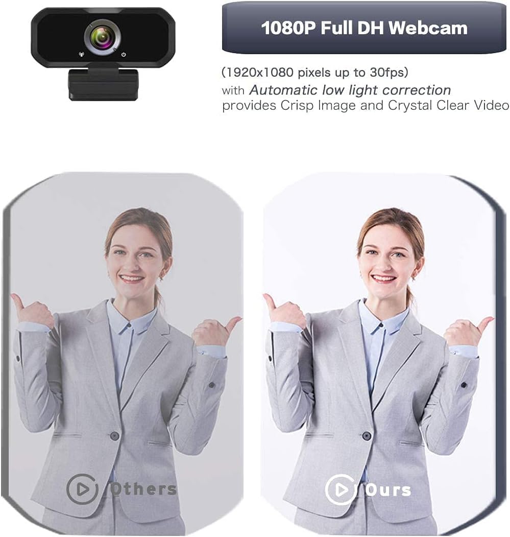 Webcam 1080p HD Computer Camera Microphone Laptop USB PC Webcam | with Tripod Stand, 110 Degree Live Streaming Widescreen Recording Pro Video Web Camera for Calling, Conferencing , Switch 2