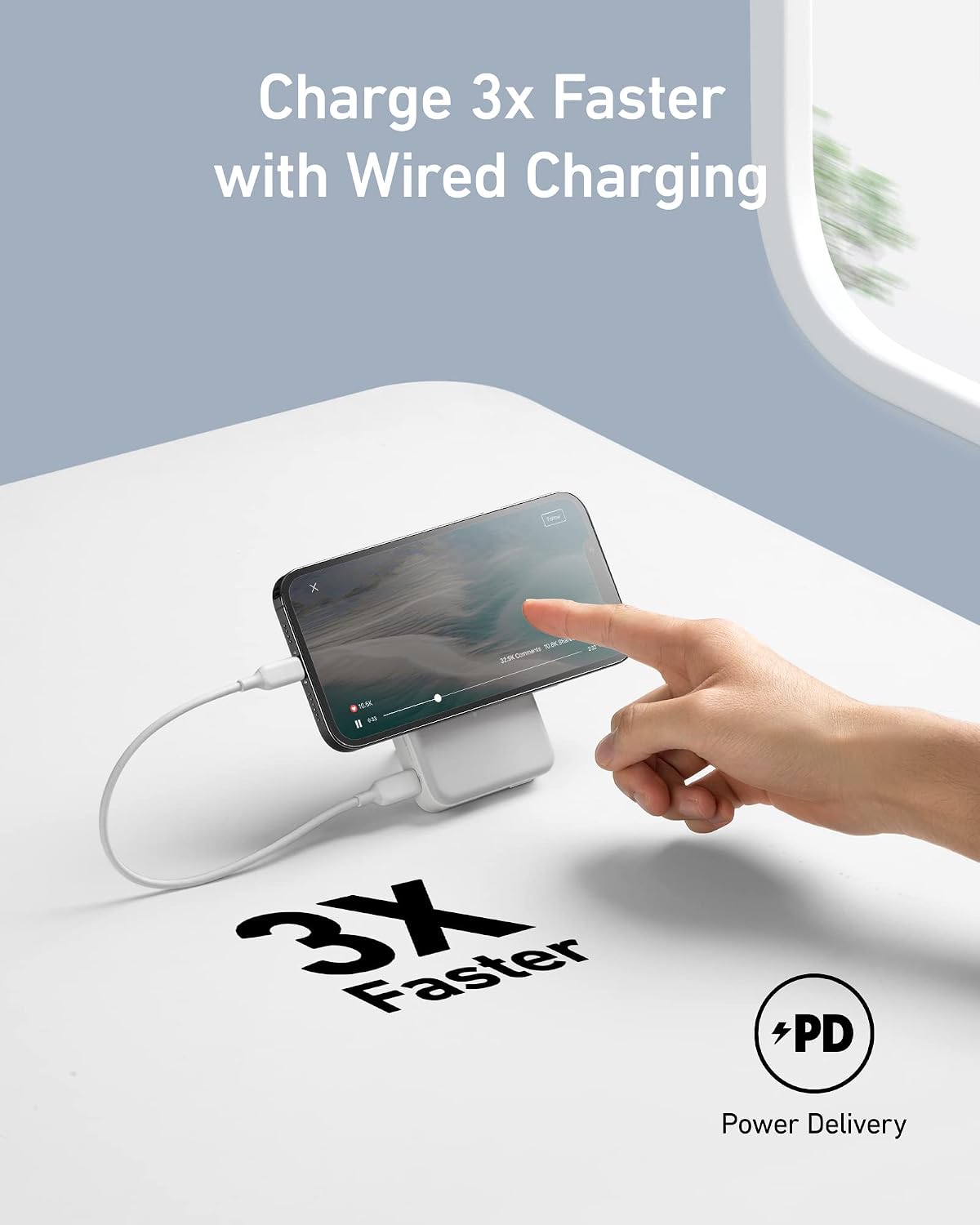Anker 633 Magnetic Power Bank with Stand, 10,000mAh Portable Charger | Foldable Wireless Charger with 20W USB-C Power Delivery, MagSafe-Compatible for iPhone 16 / 15 / 14 / 13 / 12 Series