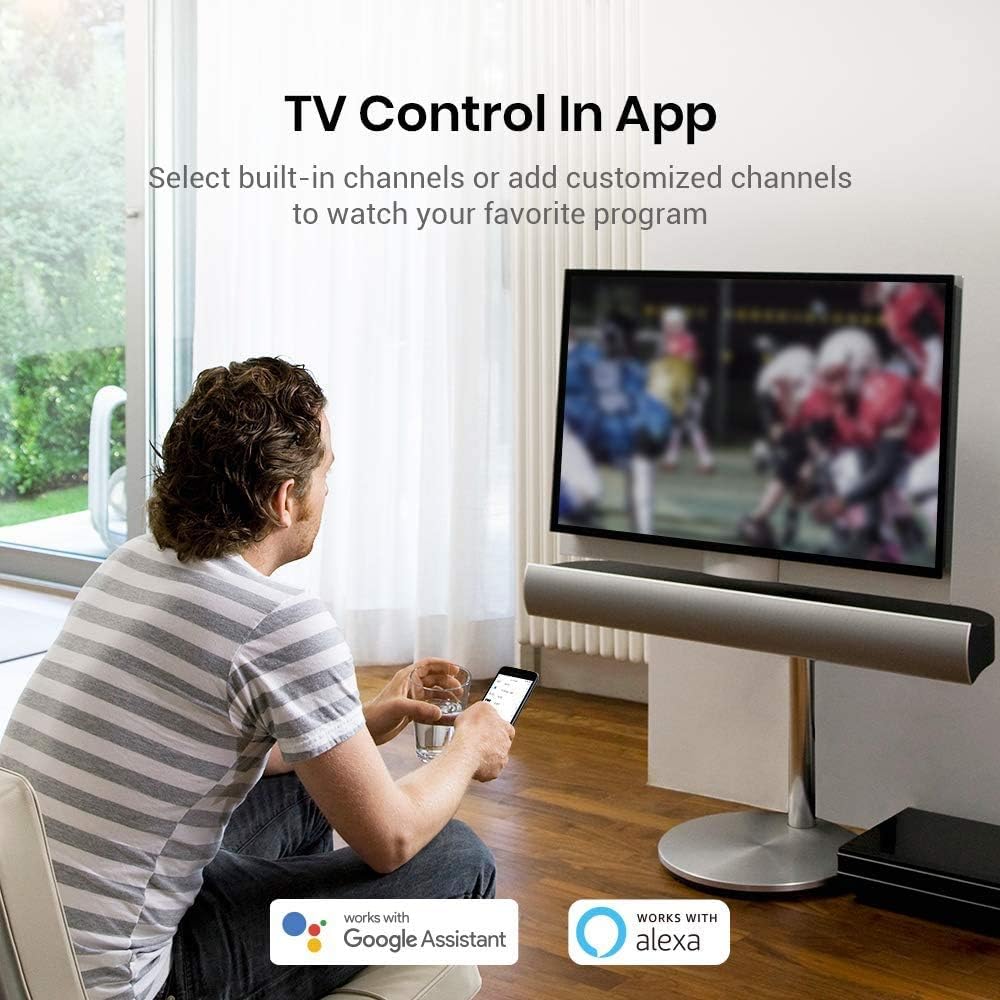 BroadLink RM4 mini Smart Remote and Sensor Cable Set RM4 mini S (2.4 GHz Wi-Fi Only), Universal IR Remote Control Hub with Temperature Humidity Monitor USB Cable, Works with Alexa