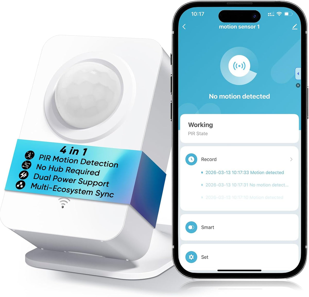 WiFi Motion Sensor, Smart PIR Motion Detector with Instant App Alerts