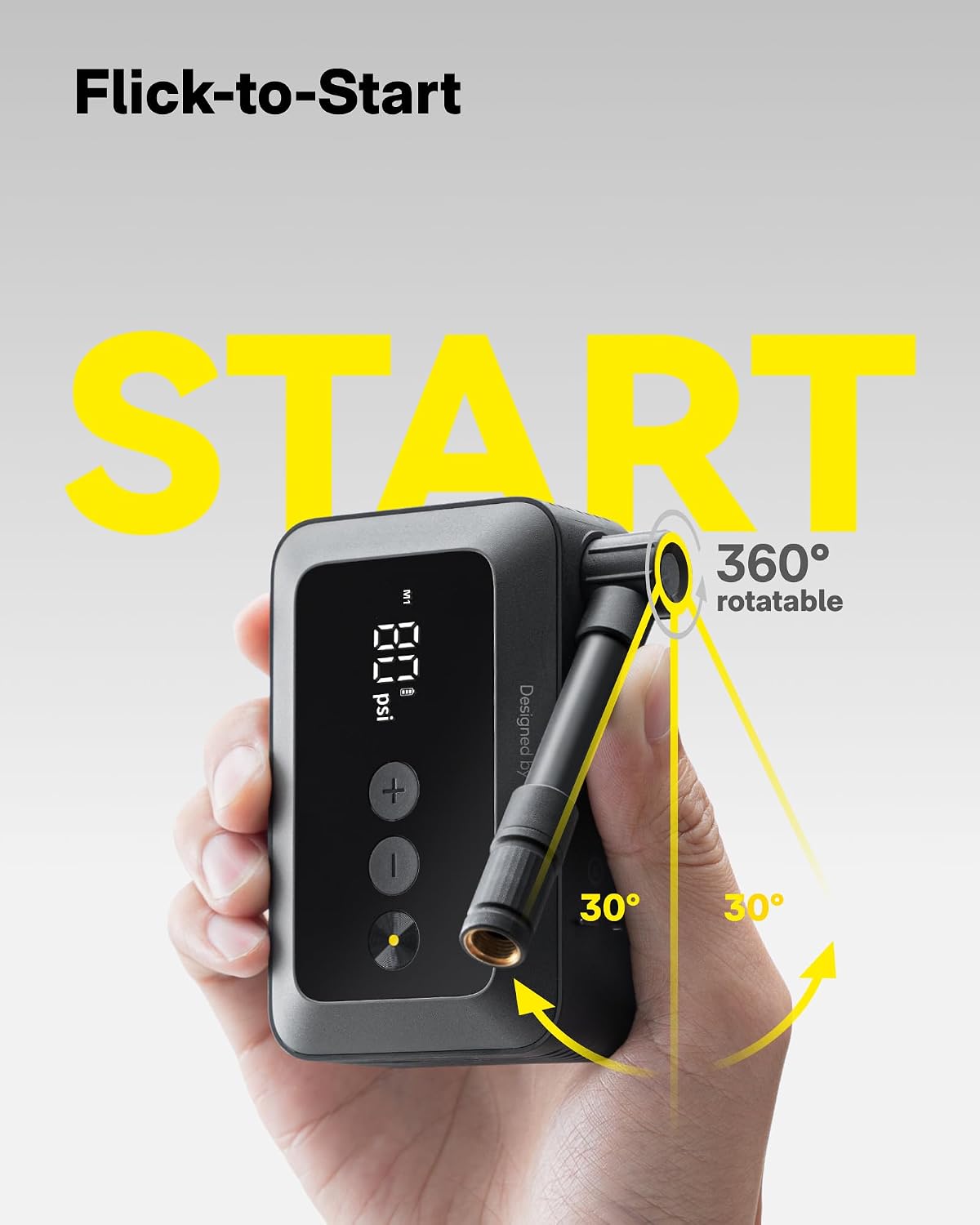 HOTO Electric Bike Tire Pump, Mini Bicycle Pump, 25s Fast Inflate | Portable Bike Air Pump with Presta & Schrader Valve for Road Bike, Mountain Bike, Motorcycle, Scooter, Sports Ball, Outdoor