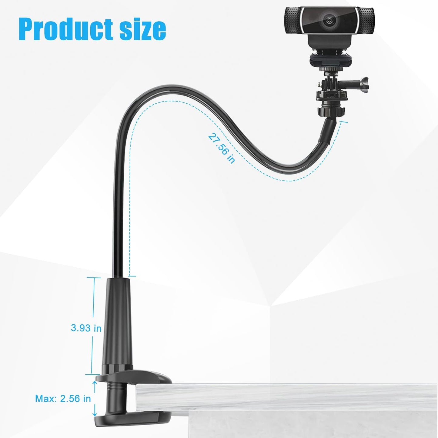 Webcam Stand for Desk, Flexible Gooseneck Webcam Mount Holder Arm with Phone Holder, Web Cam Stand Computer Camera Desk Mount for Logitech C922 C930e C920S C920 C615 C960 C920x BRIO 4K NexiGo N60