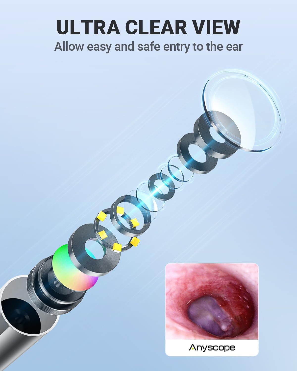 Digital Otoscope Compatible with iPhone & Android, Video Ear Scope Camera | Otoscope with Light, 3.9mm Lens, Plug & Play, Photo & Video, Split-screen, Earwax Removal Kit for Home Cleaning Checking
