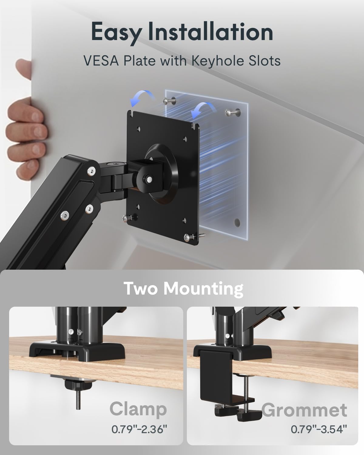 Flexispot Dual Monitor Arm, 17-32 Inch Monitor Mount up to 19.84 lbs, Fast Install VESA Mount for Home Office Gaming, Full Adjustable Gas Spring with C-Clamp and Grommet Base, Black