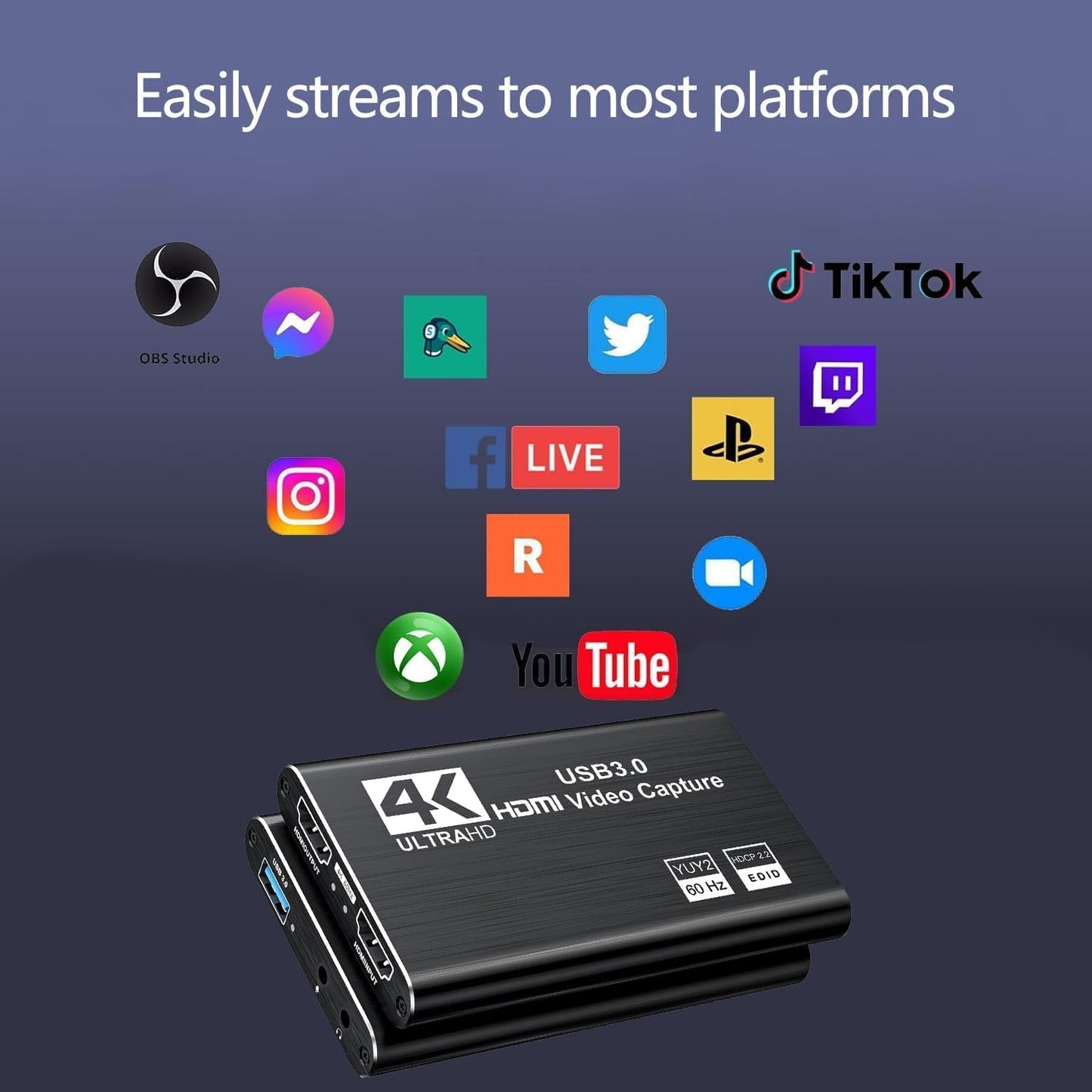 Video Capture Card Nintendo Switch, 4K HDMI Video Capture Card, 1080P 60FPS, HDMI to USB 3.0 Capture Card for Streaming Work with Camera/Xbox/PS4/PS5/PC/OBS