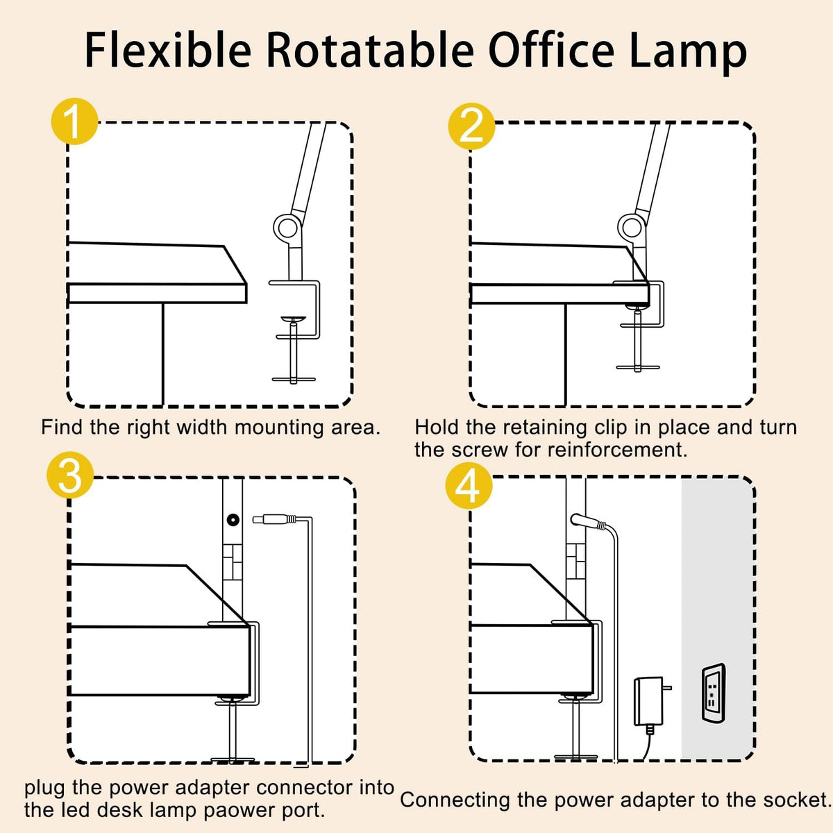 LED Desk Lamp with Clamp &amp; Flexible Arm