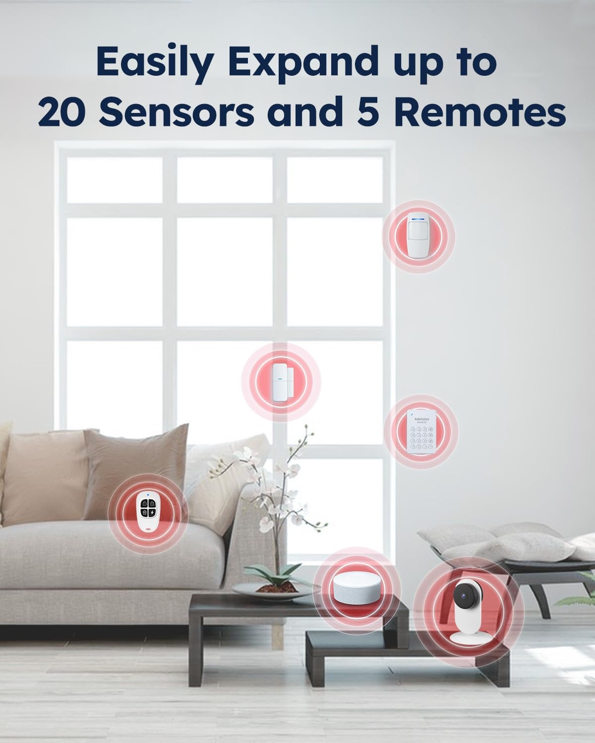 15-Piece WiFi Home Security System, DIY Wireless Alarm Kit, No Subscription | 120dB Loud Alarm, 8-Hour Backup Battery, Instant App Alerts, DIY Installation, No Monthly Fee, Expandable Home Protection