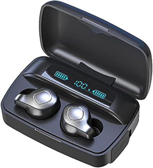 Wireless Earbuds new Technology Air 4 mics Bluetooth 5.0 Earbud Touch Control USB-C Quick Charge deep Bass in-Ear Detection Headphones (Black F8)