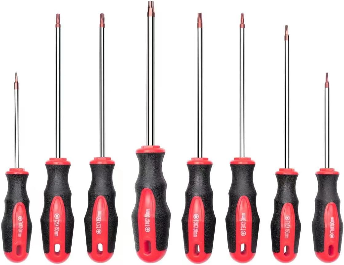 6PC Magnetic Tip Screwdriver Set, 3 Phillips and 3 Flat | 3 Phillips and 3 Flat, Red Tip, Gloss, S2 Steel
