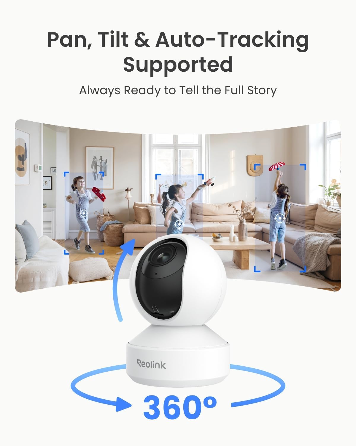REOLINK 4K Indoor Camera, 3X Optical Zoom, Dual-Band WiFi 6, E1 Zoom | Pan Tilt with Auto Tracking, Person/Pet Detection, Cry Detection, Privacy Mode, Bluetooth Setup, Two-Way Audio