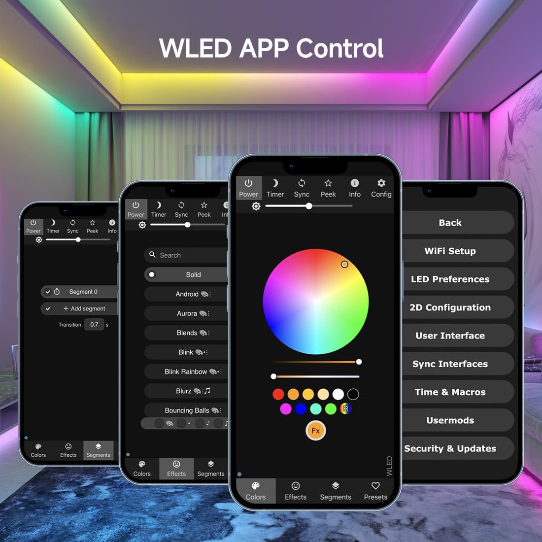 BTF-LIGHTING ESP32 WLED LED Strip Controller SP803E Built-in Mic DIY Dynamic Modes UART USB Type-C Download for WS2811,WS2812,SK6812,WS2814,WS2815 Addressable LED Strip/Matrix,PWM Dimming CCT RGB LED