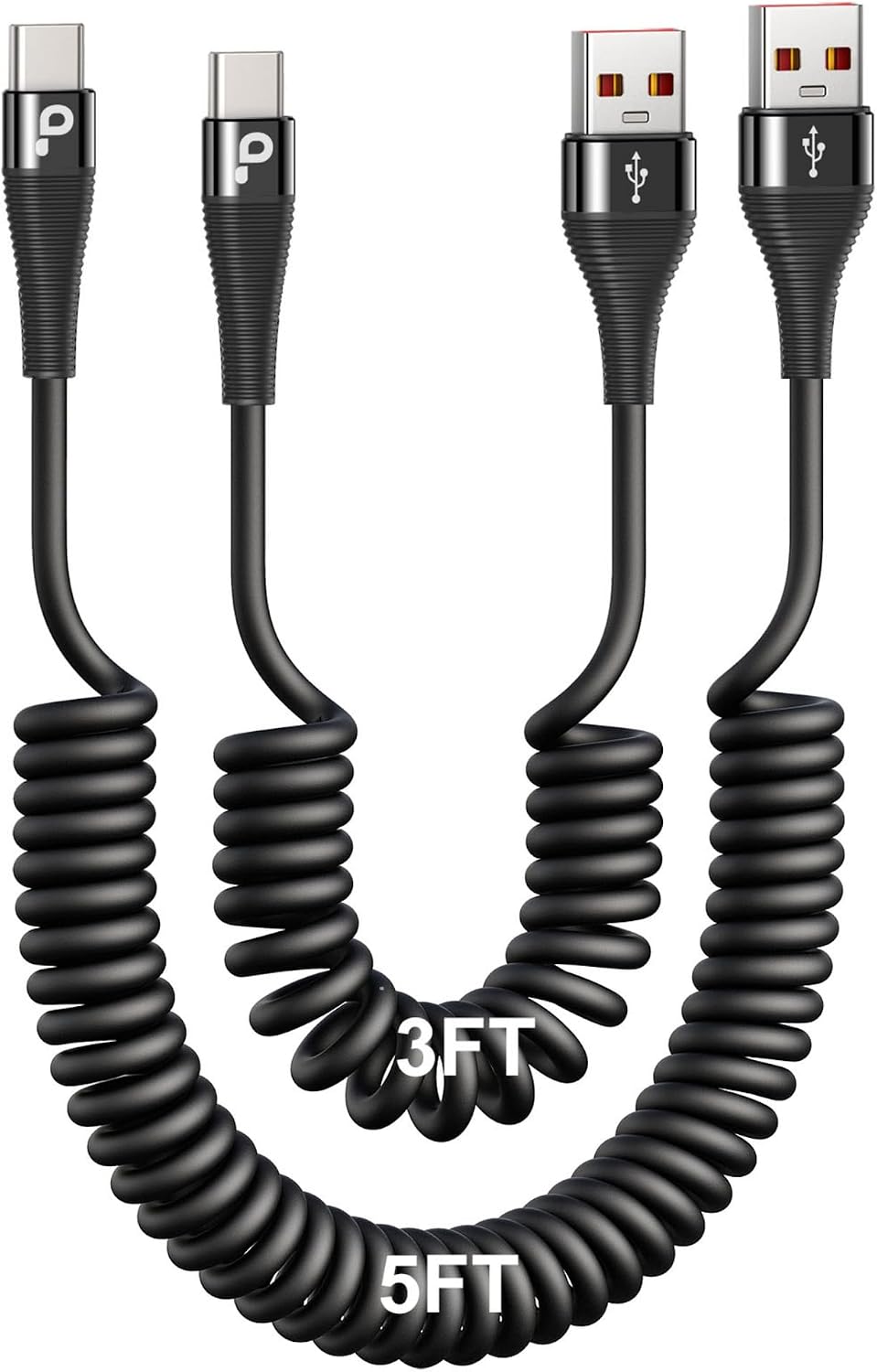 USB C Cable Fast Charging, 2Pack 3ft Coiled USB A to Type C Charge Cord for | Car USB-C Charging Cable Compatible with iPhone 17/16/15/Samsung Galaxy S20 S10 S9 S8 Plus Note 10 and More USB C Devices