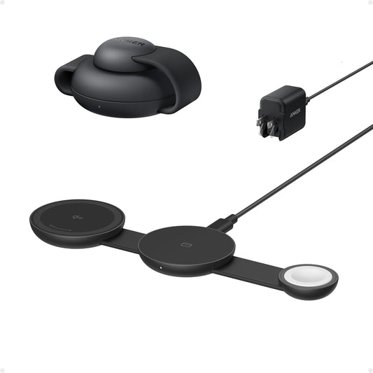 Anker MagGo UFO 3-in-1 MagSafe Compatible Qi2 15W Charging Station | Foldable Travel Design, Wireless Pad for iPhone 17 / 16 Series, AirPods, Apple Watch, and More (Not a Power Bank)