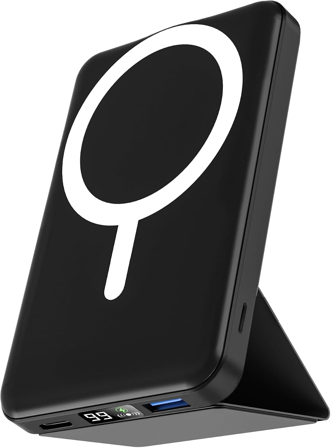 podoru for MagSafe Power Bank 10000 mAh, Foldable Magnetic Portable Charger | 22.5W PD Fast Charging, with USB-C Cable LED Display, Wireless Battery Pack for iPhone 17/16/15/14/13/12 Series-Black