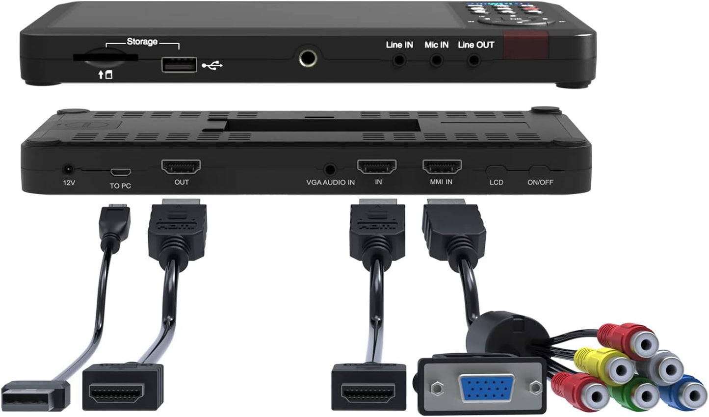 ClonerAlliance ViewPro, Portable 1080p@60fps HDMI Video Recorder and Playback with 7" LCD, AV/VGA/YPbPr Inputs. Schedule Recording. No TV is Required.