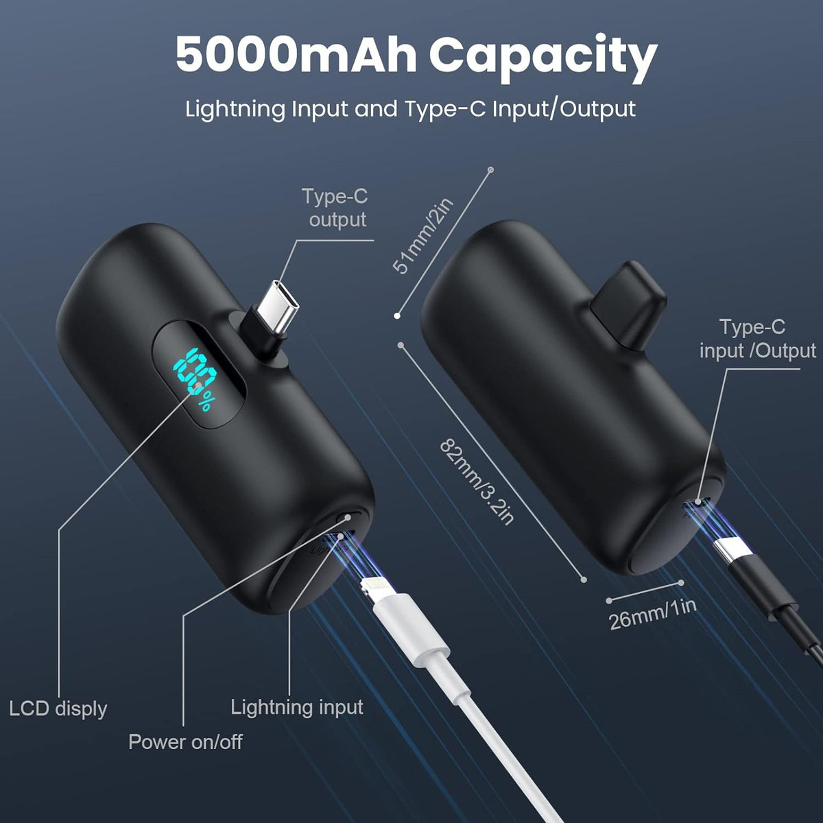 Mini Portable Charger Power Bank for iPhone 17/16/15 Series, 5000mAh PD USB C Cell Phone Portable Power,Travel Essentials Battery Pack for iPhone 17/17 Air/16/16 pro/15 Series/Android/Samsung Galaxy