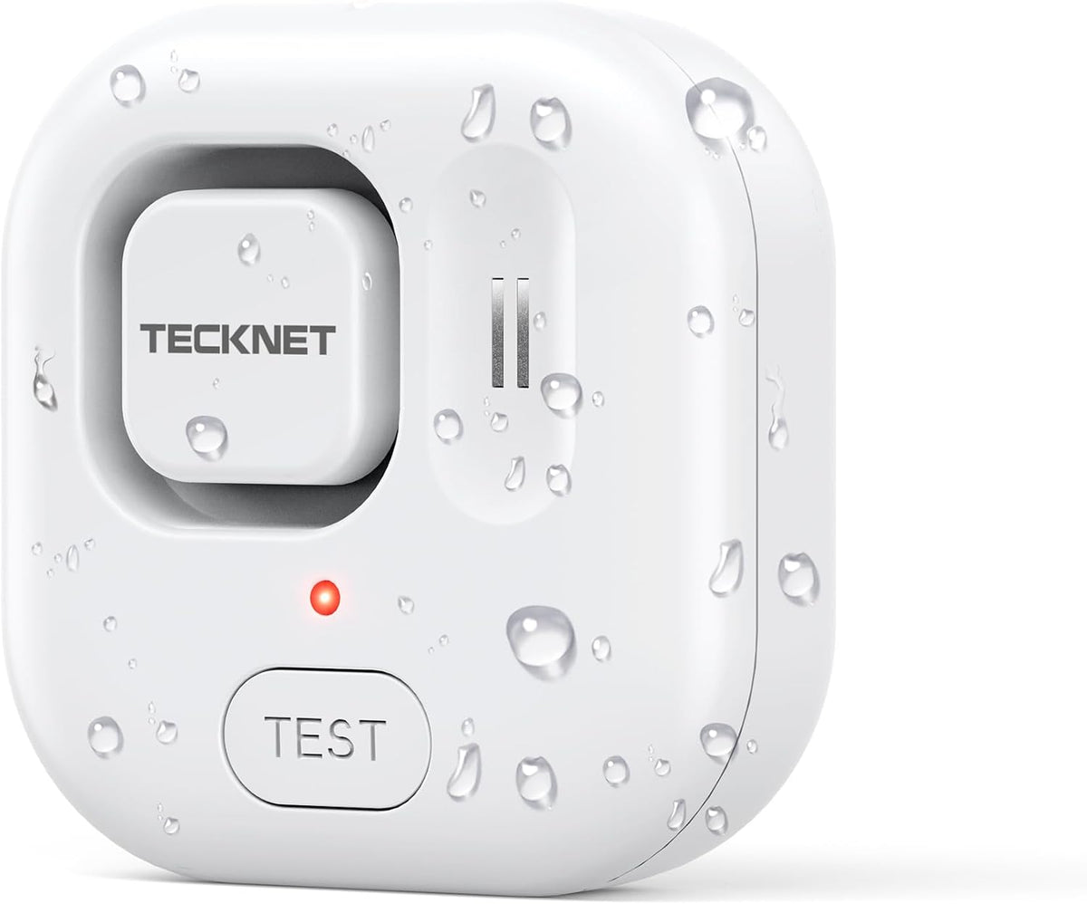 TECKNET Water Leak Detectors for Home, 120dB Water Sensor Alarm Leak Detector, IP66 Waterproof, Water Leak Detectors for Bathroom, Sink, Laundry, Window, Basements, Kitchens(3 Pack, Battery Included)