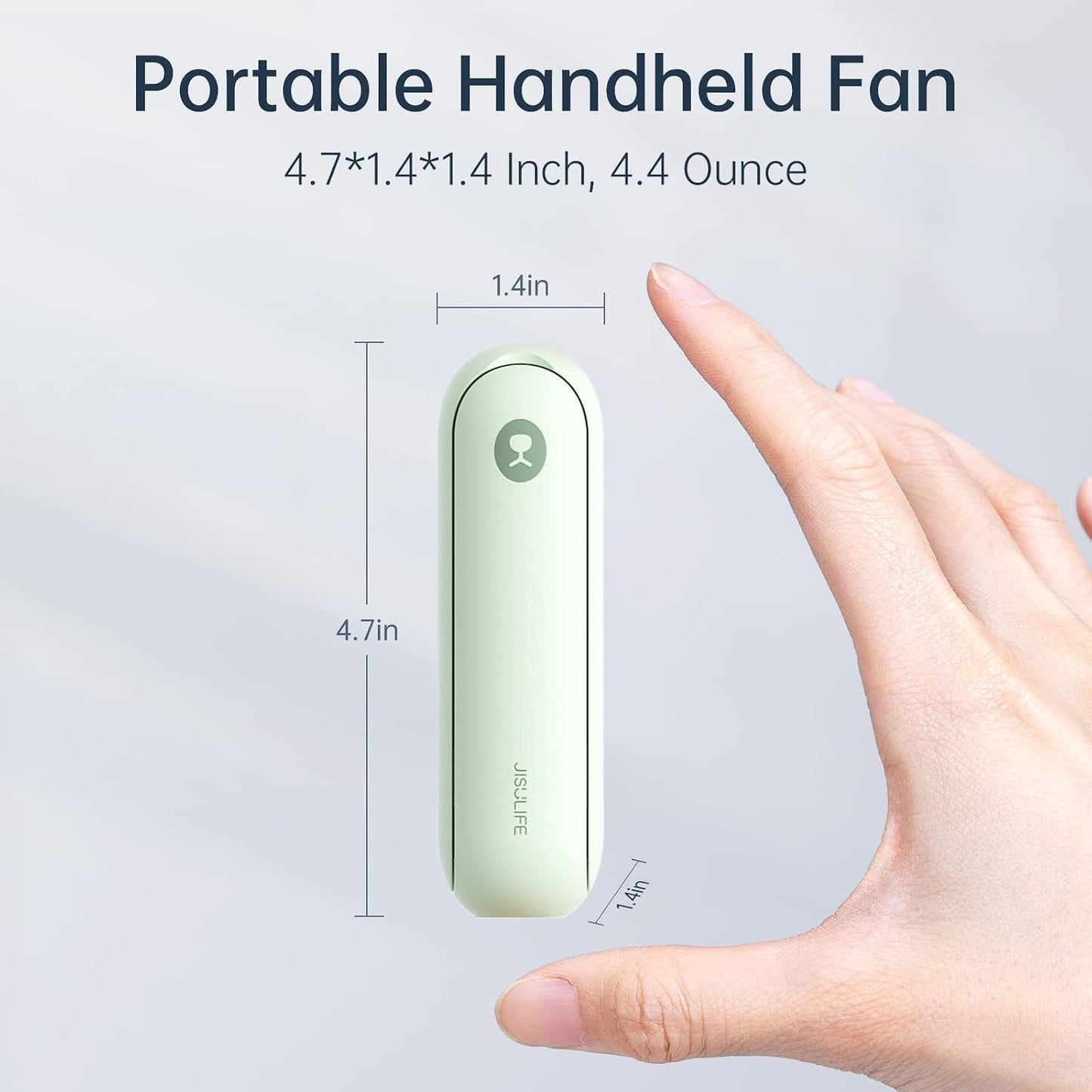JISULIFE Portable Handheld Fan, 3 In 1-Fan, Power Bank, Flashlight, Green | Mini Cooling Essential for Outdoor, Small, On-the-Go Pocket Hand Design, 19 Hours, Auto Shut-Off Safety Soft Blade