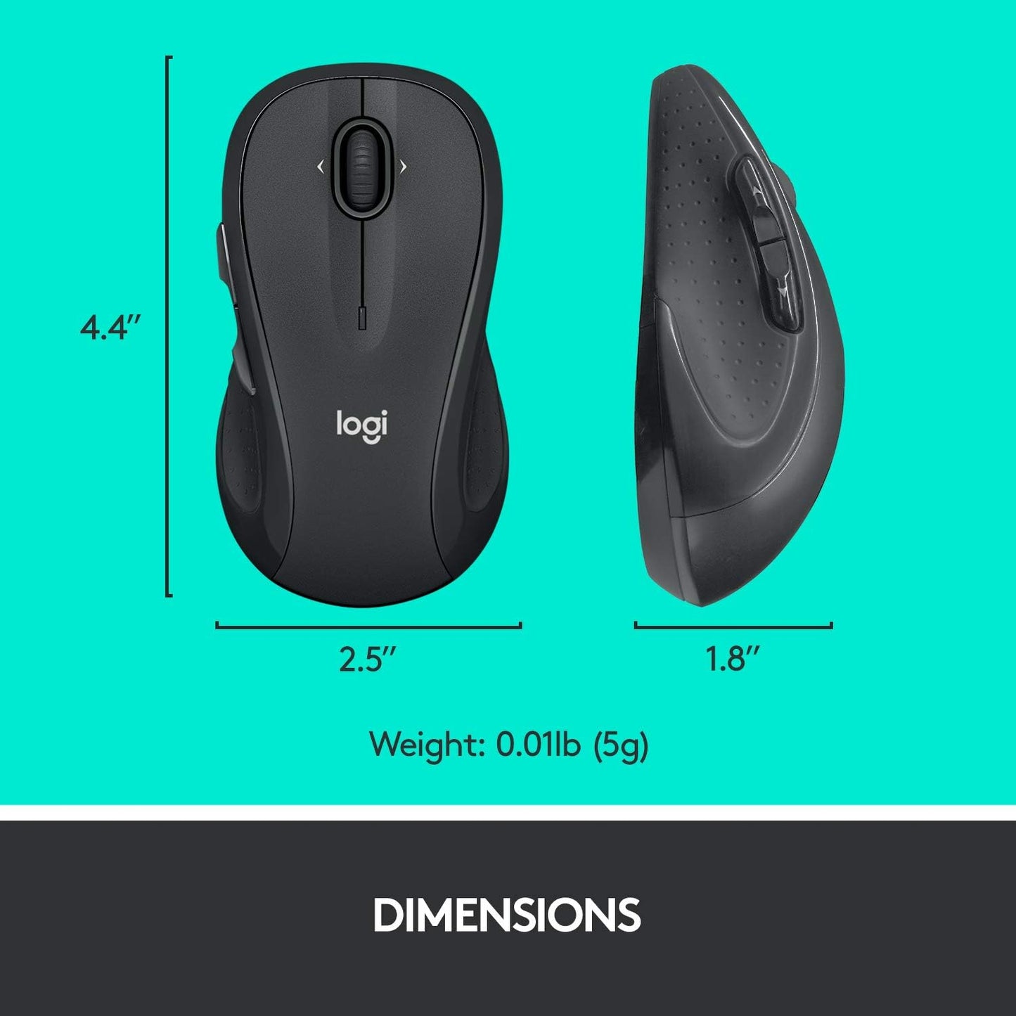 Logitech M510 Full Size Ambidextrous 2.4 GHz Wireless Mouse | 2.4 GHz USB-A Nano Receiver, tilt-to-scroll function, 2-year battery life, Windows Mac Linux compatible, certified for Chrome