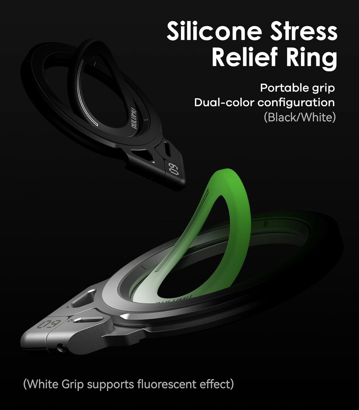 Aulumu G09 Magnetic Ring Grip | Omnidirectional Rotation | MagSafe Compatible | Aluminium Alloy Construction | Stable Dual-Sided Magnetic Attachment | Includes Handle Ring Phone Stand- Black