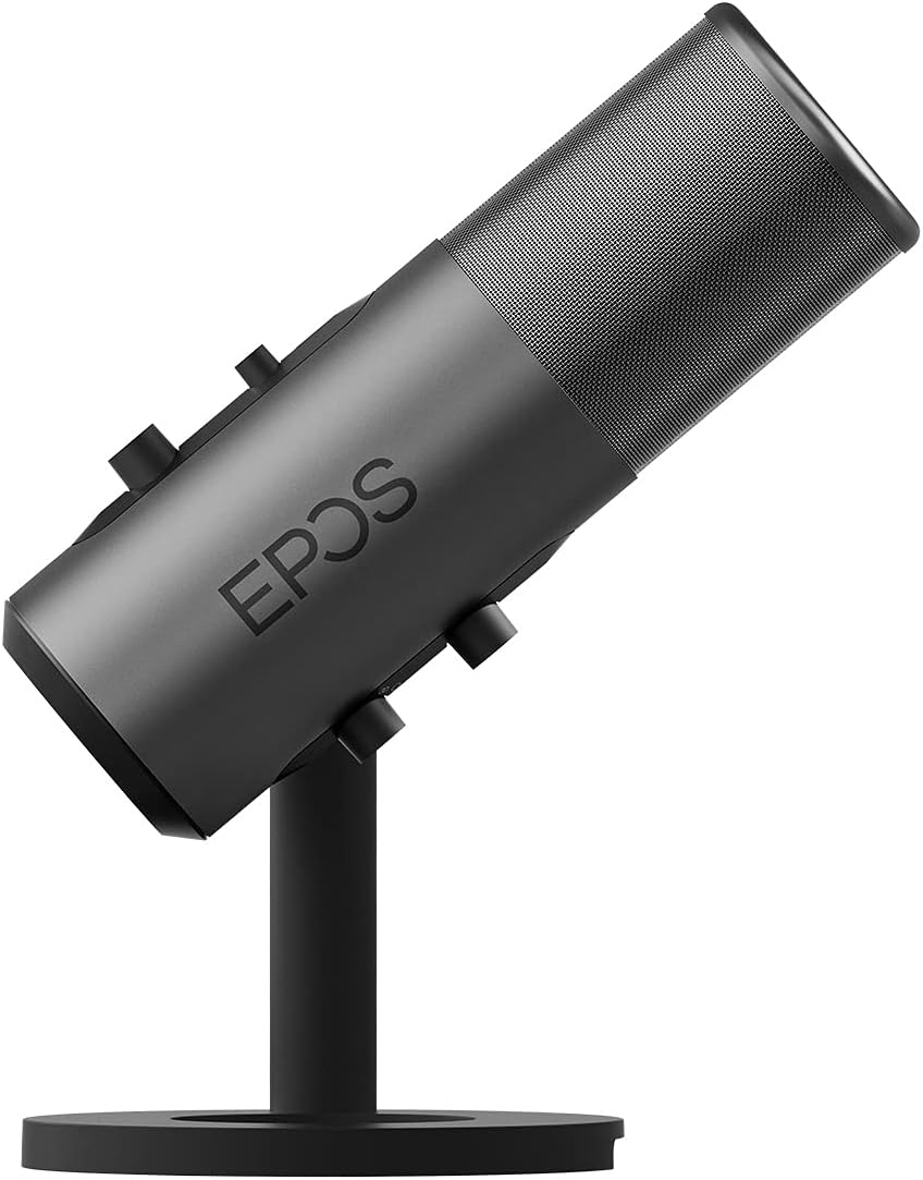 EPOS Gaming B20 Streaming Microphone - 2.9m Cable USB-C Computer Microphone for Gaming - PC & Laptop Connection with Audio Controls - Compatible with PC, Mac, and PS4/5 - Desk Stand Included, Gray