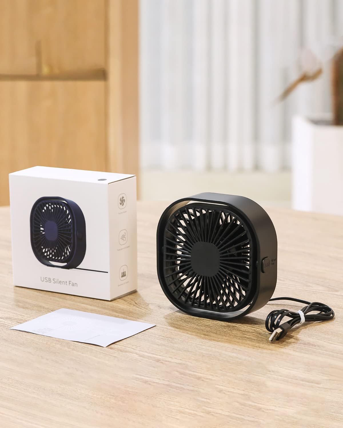 RJVW 4 Inch Small USB Desk Fan, 3-Speed & 360°Rotatable Cooling Fan | USB-Powered Desktop Fan for Home Office Bedroom Dorm Indoor Outdoor Summer Gift