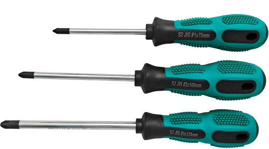 JIS Screwdriver Set (3Pcs #1#2#3) – Magnetic Tips, S2 Alloy Steel, Meets JIS B4633 Standard, Designed for Japanese Motorcycles, Vehicle,Bicycles & Industrial Equipmen