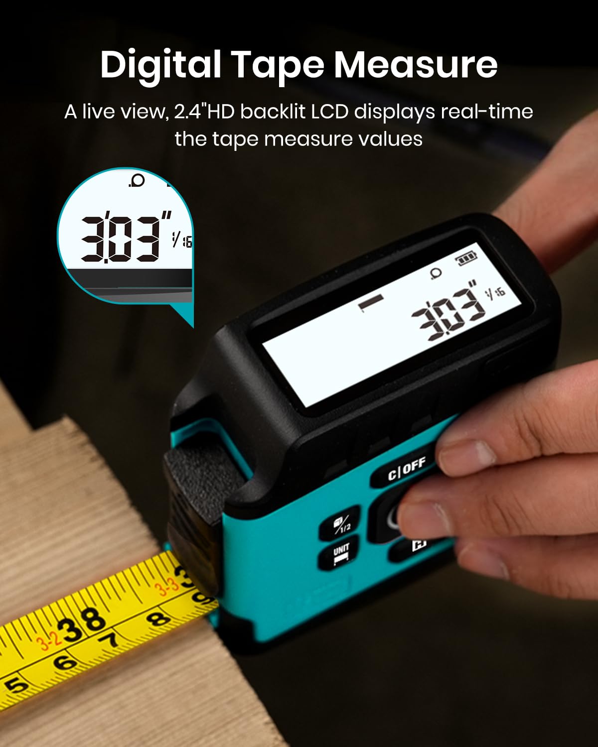 MILESEEY DT20 3-in-1 Digital Laser Tape Measure, 131ft Laser & 16ft Tape | Real-Time Digital Tape Readout, Distance/Area/Volume/ Pythagorean/Midpoint, Rechargeable, Measuring Tape for Pro & DIY Use