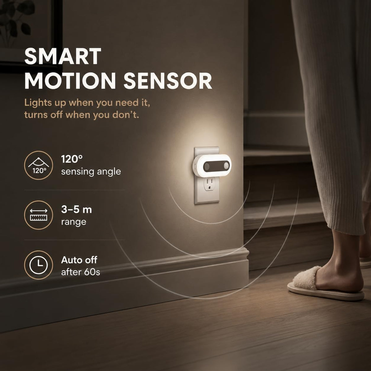 Plug in Night Light with Motion Sensor and Dusk to Dawn