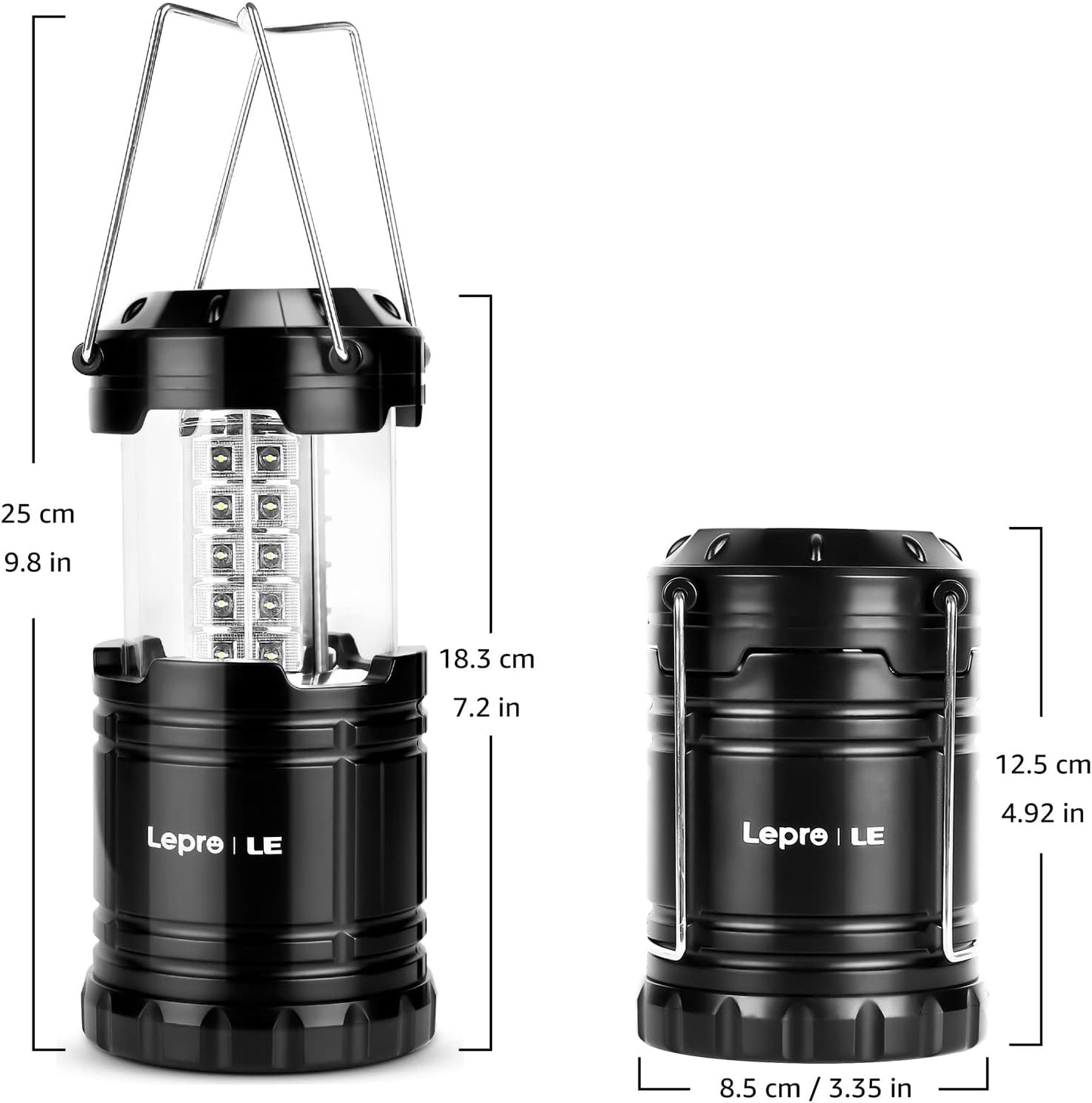 Lepro LED Camping Lanterns Battery Powered, Collapsible, IPX4 Water Resistant, Outdoor Portable Lights for Emergency, Hurricane, Storms and Outages