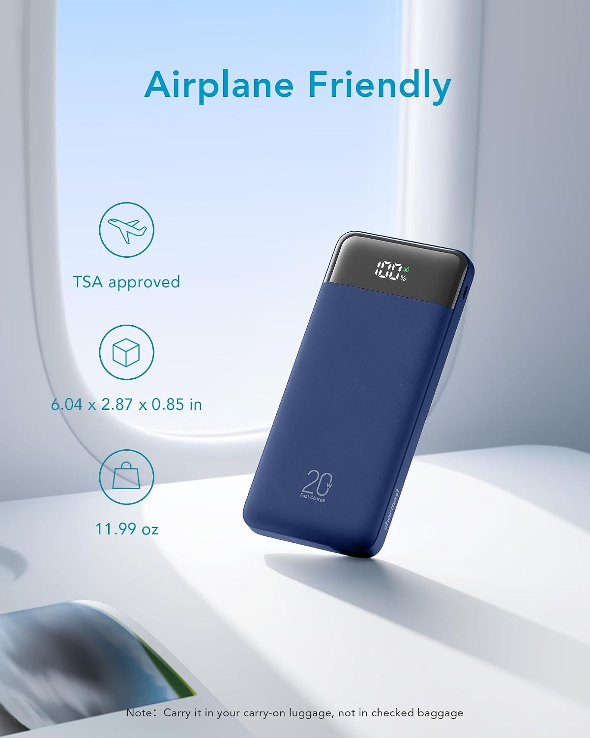 charmast Portable Charger Built-in Cables, 20000mAh Power Bank 6-Output | Travel Fast Charging Battery Pack for iPhone 17/16/15 Samsung Android, Flight-Approved, Multi-Device, USB-C & USB-A, LED %