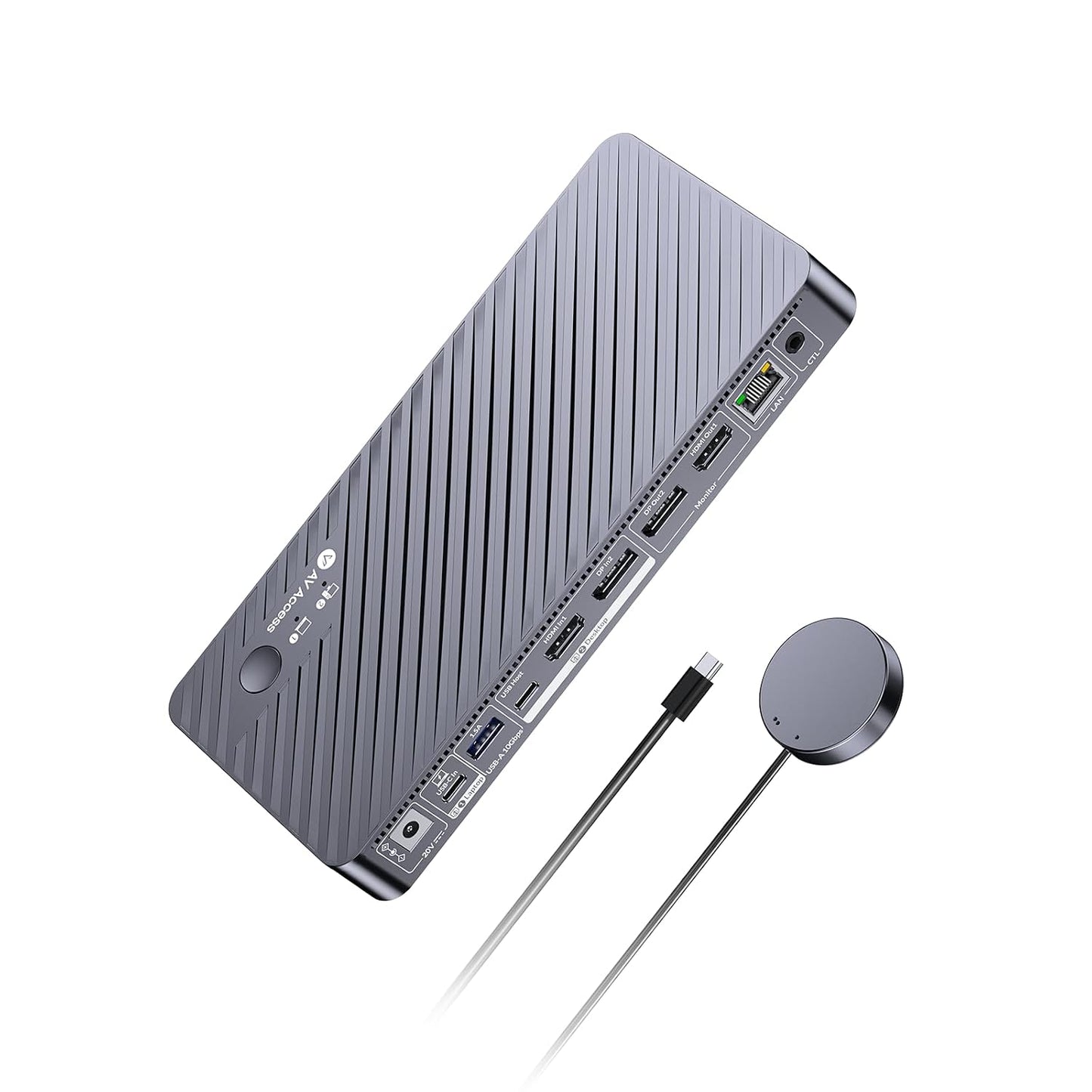 AV Access 8K KVM Switch 2 Monitors 2 Computers for Laptop & Desktop, GbE | KVM Docking Station Dual Monitor 8K@60Hz/4K@165Hz, 100W PD, 4xUSB 3.2 10Gbps USB C Hub, Audio, SD, Remote Switch