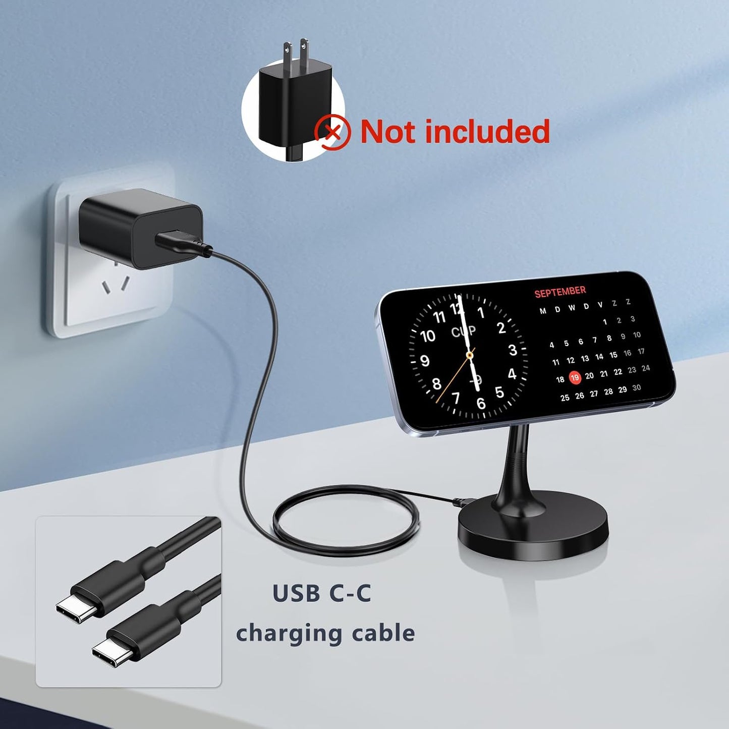 Magnetic Wireless Charger iPhone Stand 15W Fast Mag-Safe Charger for iPhone 17/17 Pro/17 Air/17 Pro Max 16/15/14/13/12 Series Apple Magnet Wireless Charging Station/Pad for AirPods