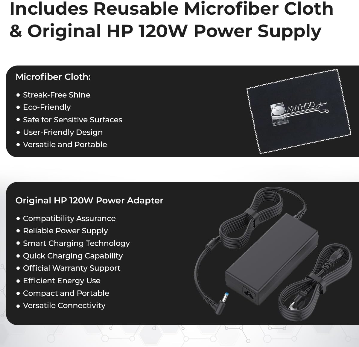 HP USB-C Dock g5 and Charging Bundle - HP Docking Station Dual Monitor 5TW10AA / 5TW10UT / 5TW10AA#ABB with 120W Adapter, HDMI, DisplayPort, USB-C Cables + Microfiber Cloth (Renewed)