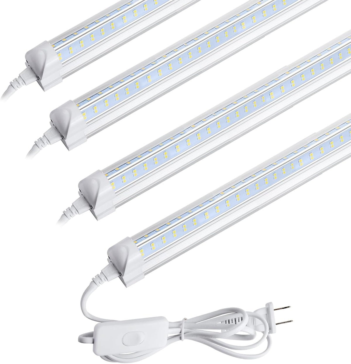 AQIQUUT Led Shop Light, Led Garage Light,2FT 25W 6500K Daylight 3200LM Linkable Clear Cover Integrated V-Shape for Shop Under Cabinet Office General Lighting,Cool White(4-Pack)