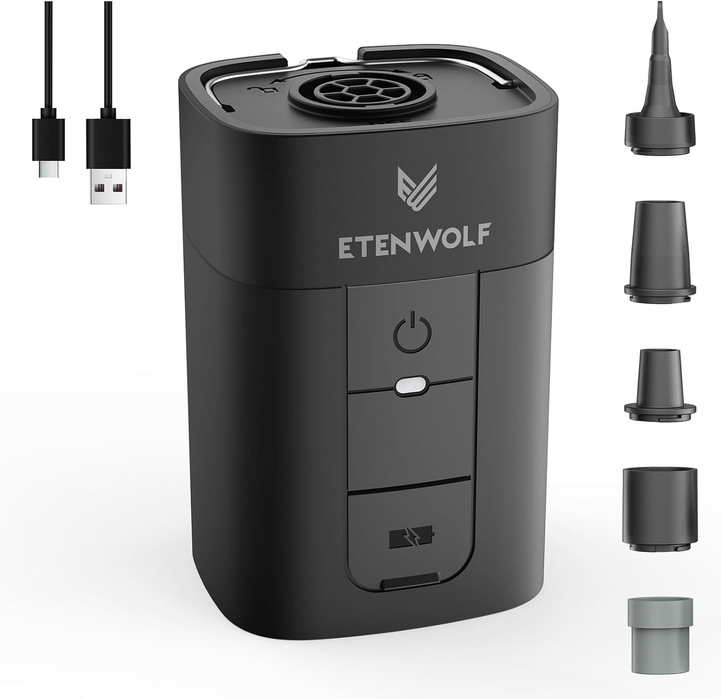 ETENWOLF AIR 5 Air Pump for Inflatables, 5200mAh Portable Electric Air Pump | 4X Quick Inflator Deflator, 4.5 kPa & 720 L/min Pump for Pool Floats, Air Mattress, Vacuum Storage Bags, Camping