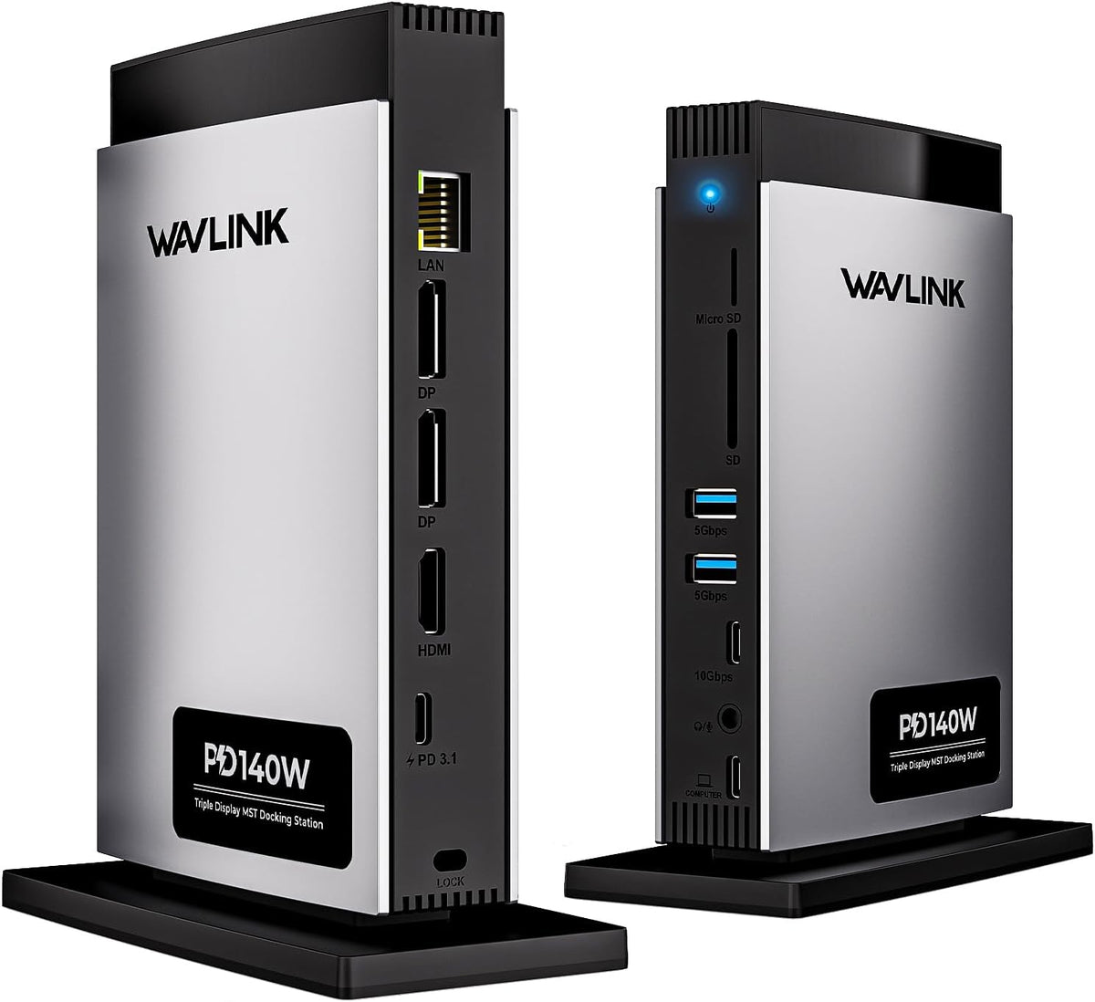 WAVLINK Laptop Docking Station 3 Monitors, 11-in-1 USB C Docking Station with 125W PD3.1 Pass-Through & Power Adapter, HDMI + 2* DP, Max Resolution: Single 8K or Triple 4K, for MacBook M1–M4 & Windows