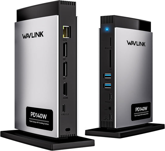 WAVLINK Laptop Docking Station 3 Monitors, 11-in-1 USB C Docking Station with 125W PD3.1 Pass-Through & Power Adapter, HDMI + 2* DP, Max Resolution: Single 8K or Triple 4K, for MacBook M1–M4 & Windows