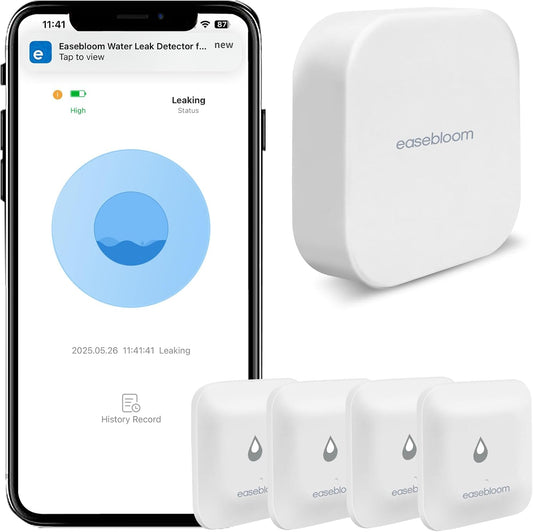 Water Leak Detector for Home, Hub & Mini Sensor 4-Pack | App Notifications, For Kitchen/Bathroom, Smart Water Leak Sensor