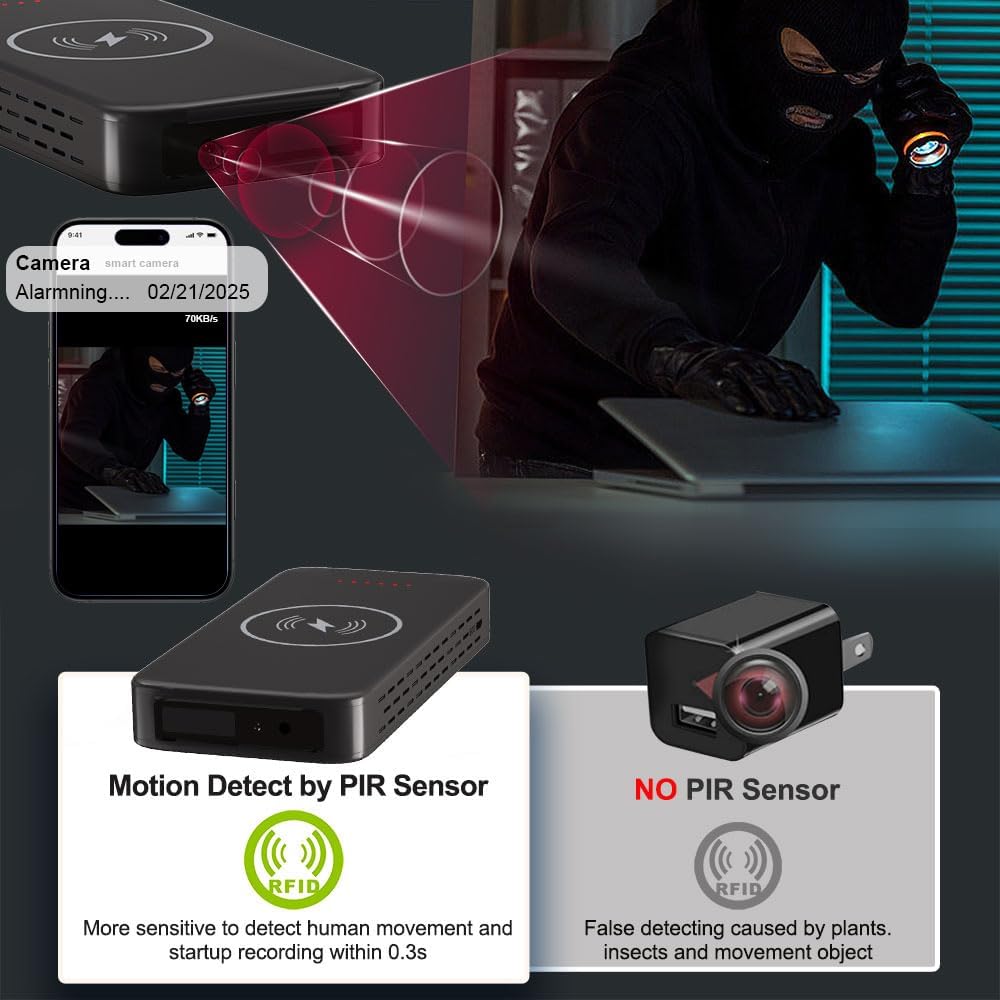 Wireless WiFi Security Camera in Power Bank, Real 1080P FULL HD Mini Camera Wireless&USB Charger with Video Recording, Mobile Phone APP Remote Control, Large Capacity Power Bank Support 2.4G and 5G