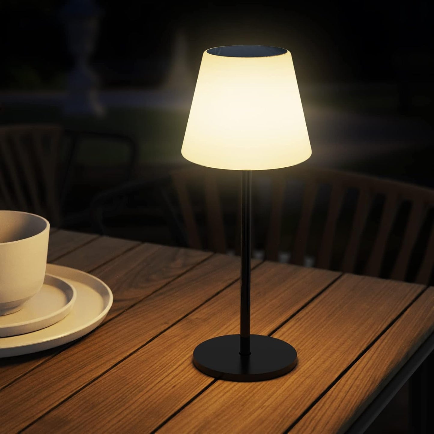 Gewiny Solar Table Lamp Outdoor Solar Lamp Waterproof with Light Sensor,Outdoor Lamps for Patio,Dimmable Warm White and RGB LED Solar Lamp Cordless,Portable Night Light for Garden、Terrace、Camping.