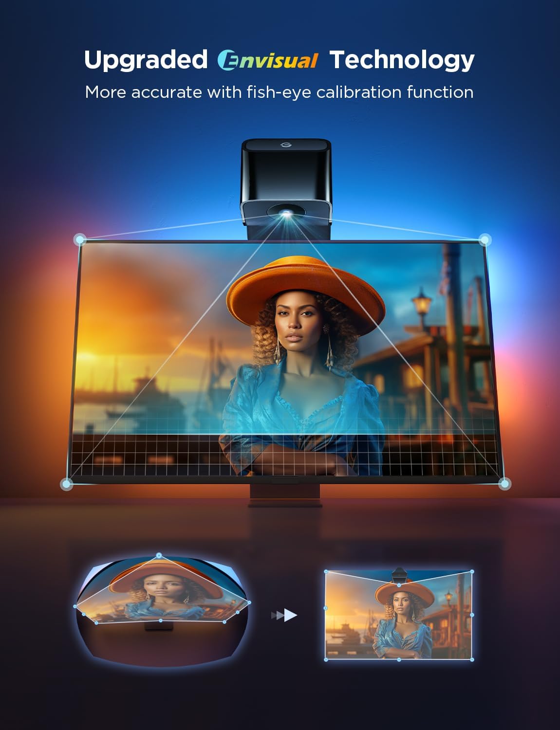 Govee TV Backlight 3 Lite, 7.8ft LED Strip Lights Sync with 40-50 Inch TVs | Upgraded Camera with Fish-Eye Correction Function, RGBICW Screen Sync Lighting, 4 Colors in 1 Lamp Bead, Voice & APP Control