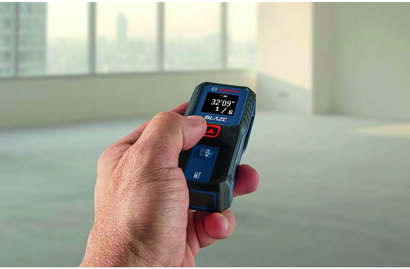 BOSCH GLM100-23 100 Ft Blaze Laser Distance Measure, Includes 2 AA Batteries, Distance Measuring Laser