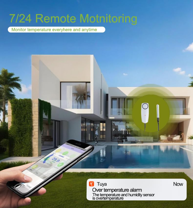Zigbee Refrigerator Thermometer:App Notification, Data Record Export, Fridge Thermometer with Probe for Refrigerator, Freezer, Hot Tub.Hub Required