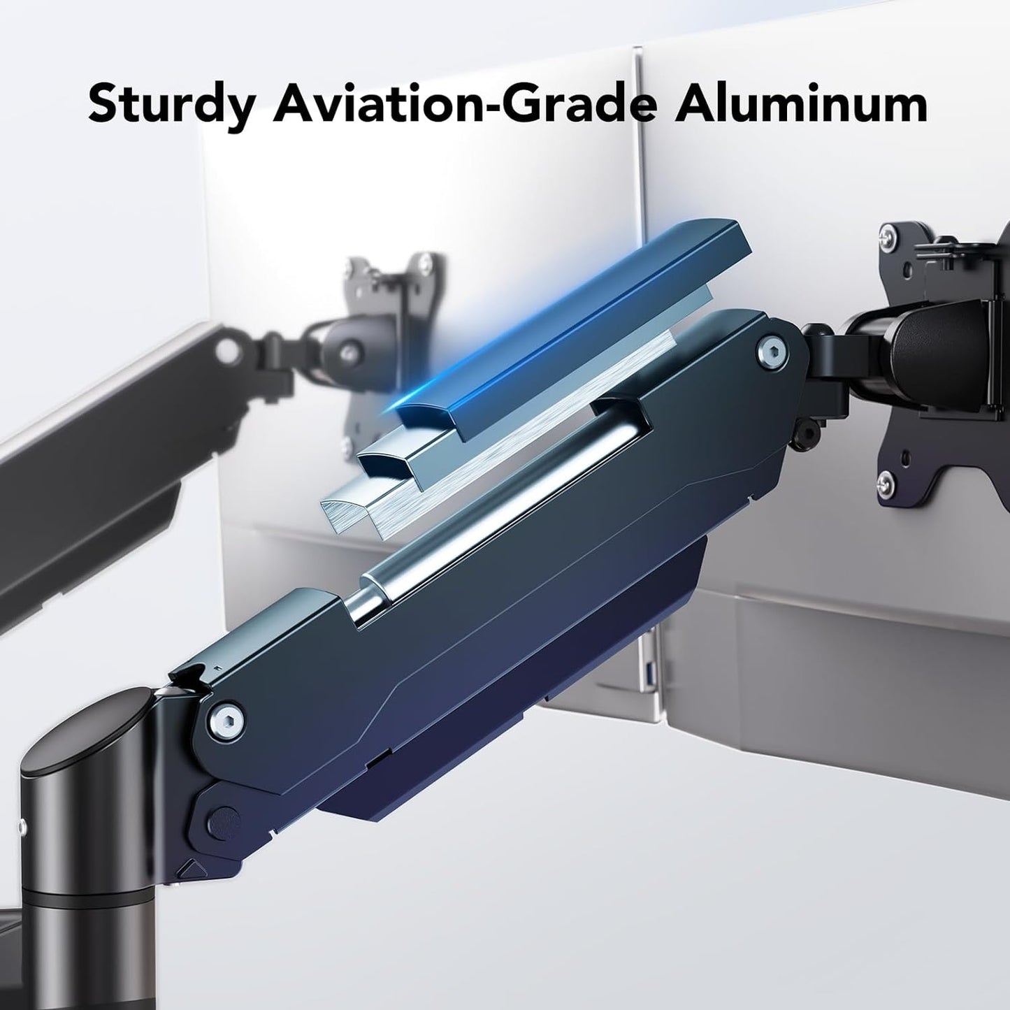 HUANUO Dual Monitor and Laptop Mount for Max 32” Monitor and 17” Laptop, Adjustable Arm with Tilt, Swivel and Rotation, Dual Monitor and Notebook Stand with VESA Bracket 75/100 mm