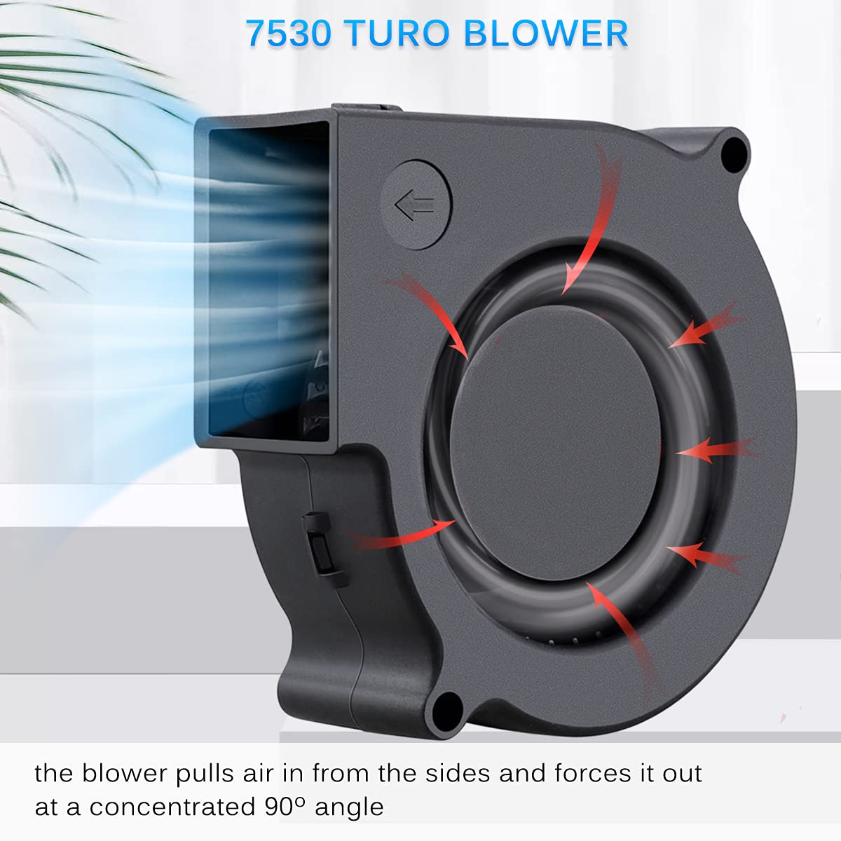 GDSTIME 75mm x 30mm 5V USB Blower Fan with 3 Speed Controller DC Brushless | 7530, Small Turbine Centrifugal Fans, for NAS, Helmet, Vivarium, Laptop, Amplifier, Raspberry Pi Cooling Ventilation