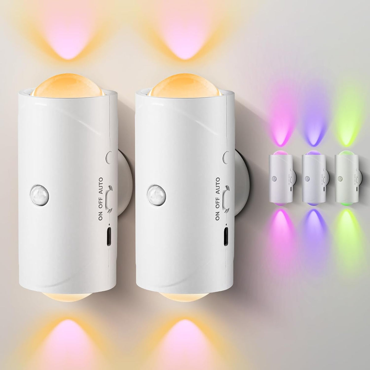 LED Motion Sensor Night Light, 7 Colors Rechargeable Battery Stair Light